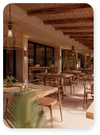 Tables au restaurant Oliveri à Empuriabrava. Cuisine méditerranéenne. 